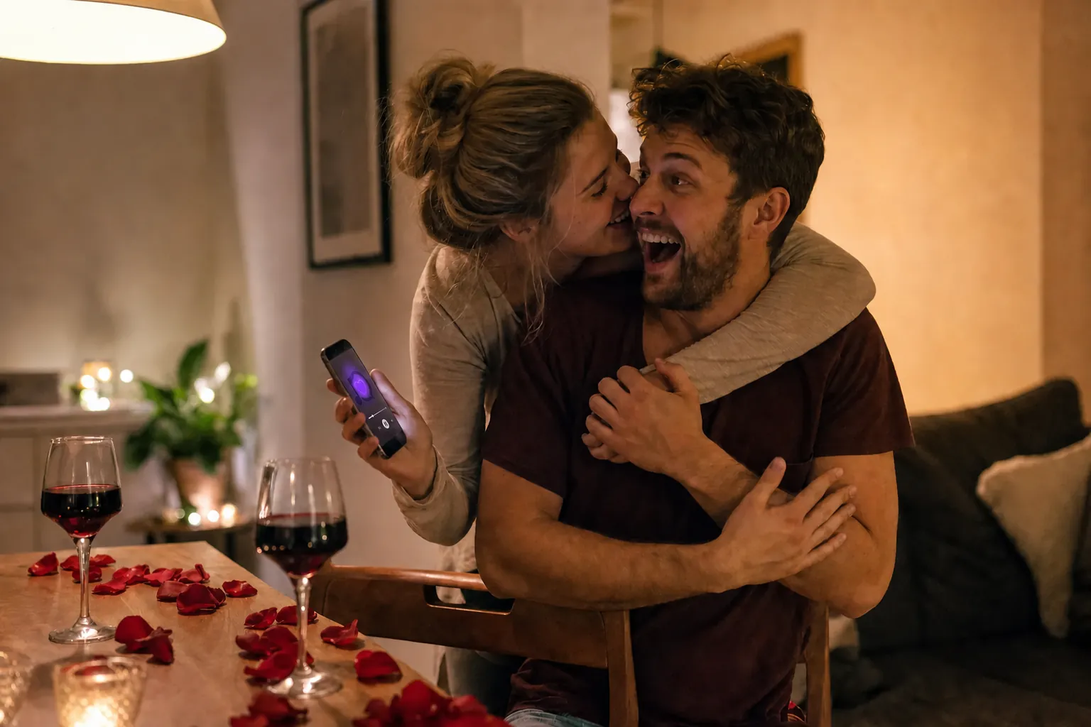 Überraschter Partner hört am Valentinstag sein persönliches Liebeslied