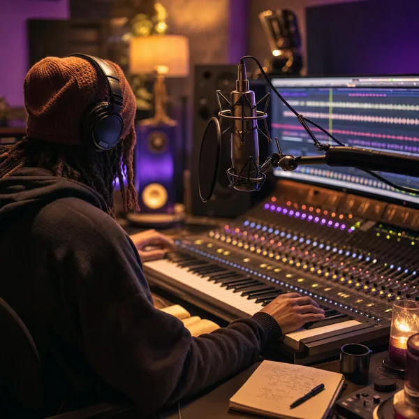 Studio-Setup, in dem der Song komponiert wird
